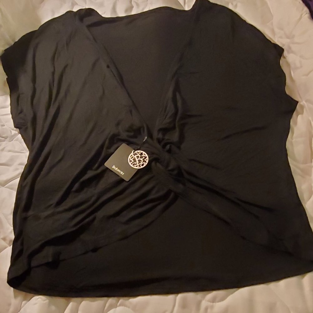 Bobeau Large Black Twist Blouse Rayon